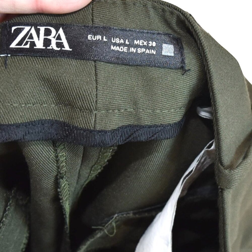ZARA Green Straight Leg Trousers Size 30 Waist (L) Tailored Workwear - Picture 8 of 9